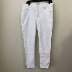 Madewell Jeans Womens Size 32 9" Mid Rise Skinny Crop White Magic Pockets New